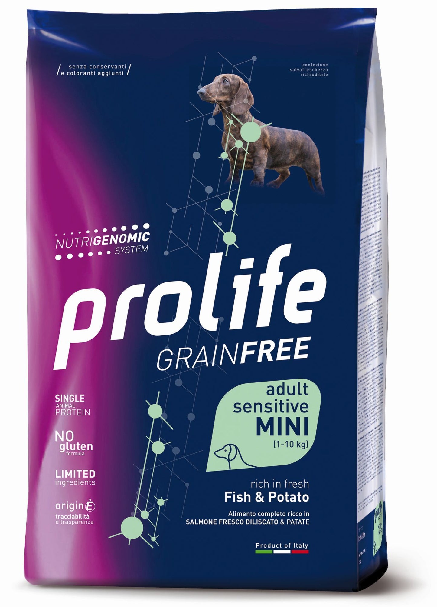 PROLIFE CANE GRAIN FREE SENSITIVE ADULTO MINI SALMONE & PATATE 600 GR