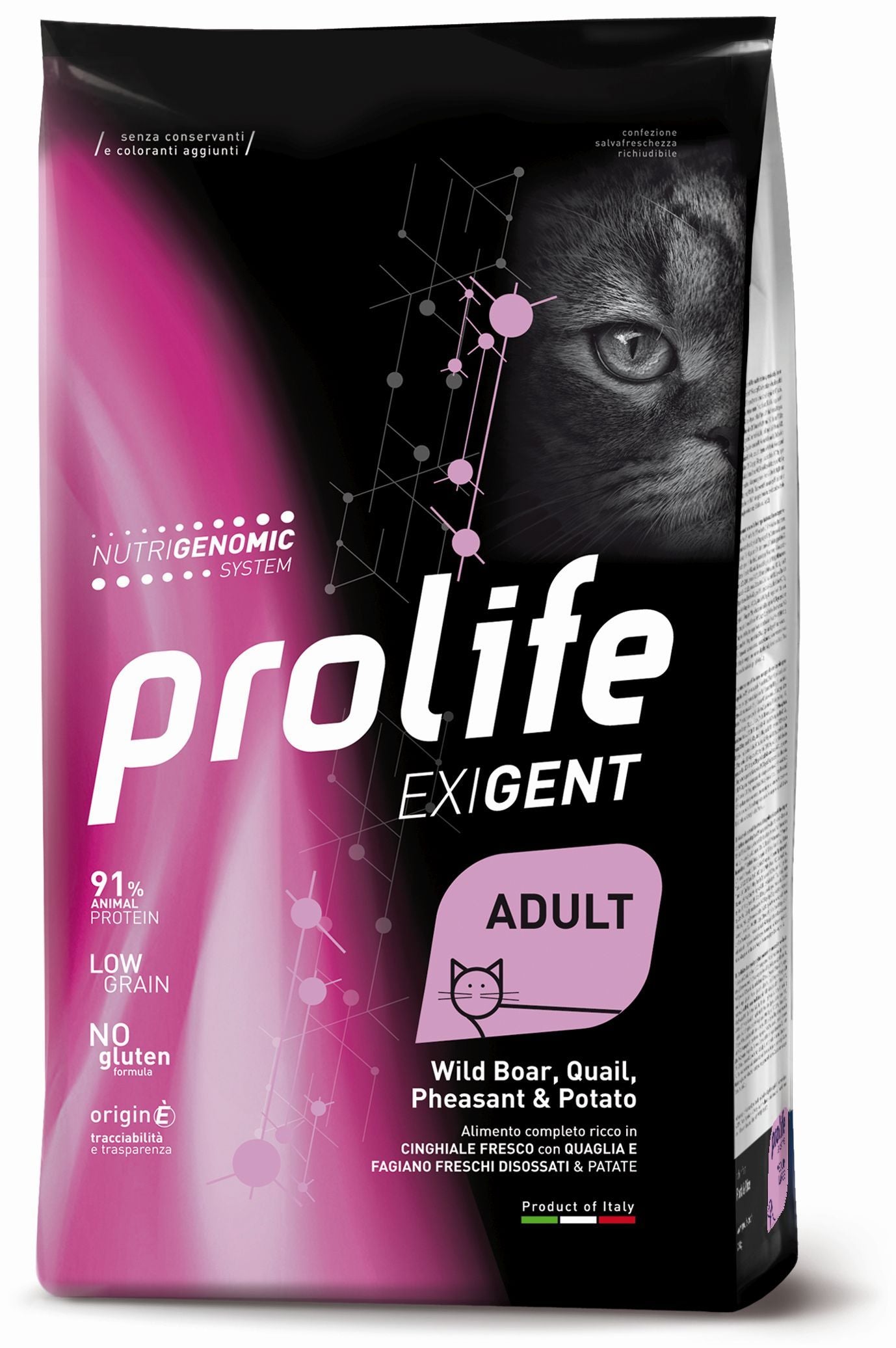 PROLIFE GATTO EXIGENT ADULTO CINGHIALE, QUAGLIA, FAGIANO & PATATE 400 GR