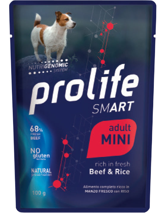 PROLIFE CANE SMART ADULTO MINI MANZO & RISO BUSTA 100 GR