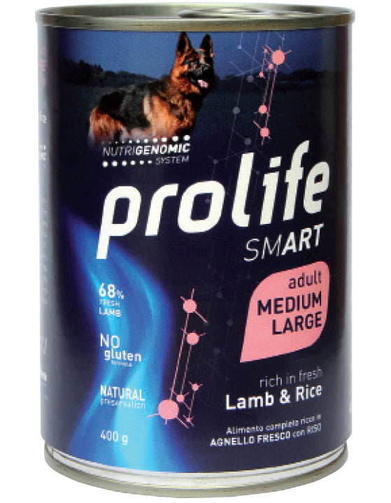 PROLIFE CANE SMART ADULTO MEDIUM&LARGE AGNELLO & RISO LATTINA 400 GR