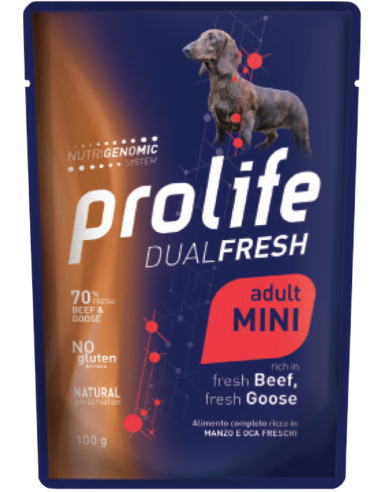 PROLIFE CANE DUAL FRESH ADULTO MINI MANZO, OCA & RISO BUSTA 100 GR