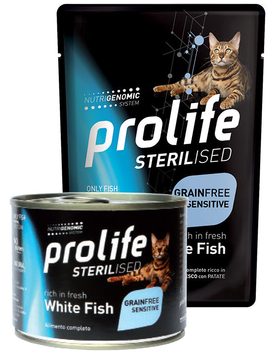 PROLIFE GATTO STERILISED SENSITIVE ADULTO PESCE BIANCO & PATATE BUSTA 85 GR