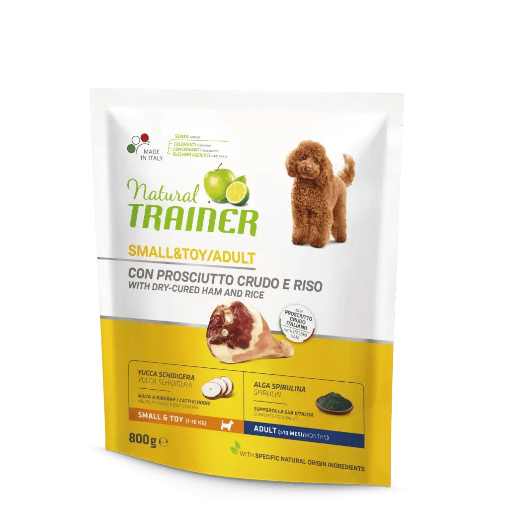 TRAINER CANE NATURAL ADULTO SMALL&TOY PROSCIUTTO CRUDO & RISO 800 GR