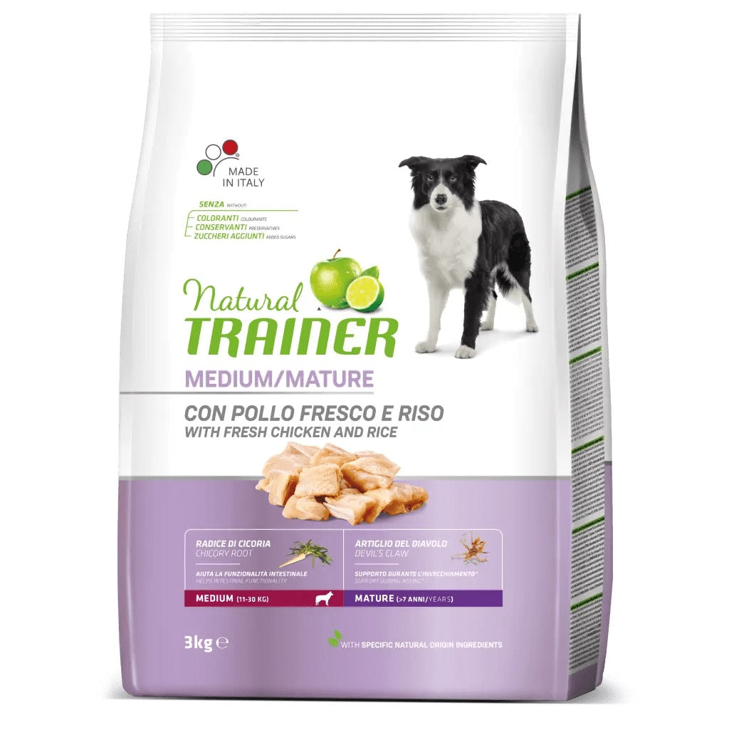 TRAINER CANE NATURAL MATURE MEDIUM POLLO & RISO 3 KG