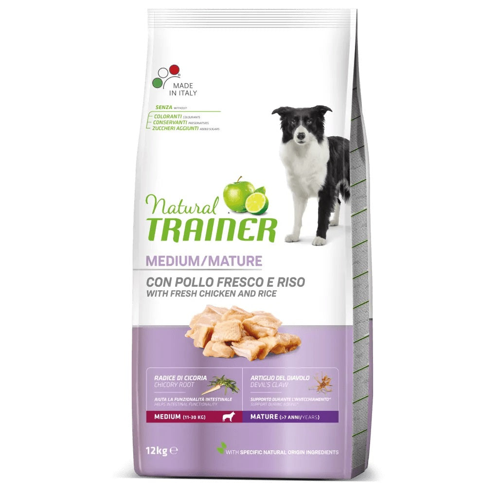 TRAINER CANE NATURAL MATURE MEDIUM POLLO & RISO 12 KG