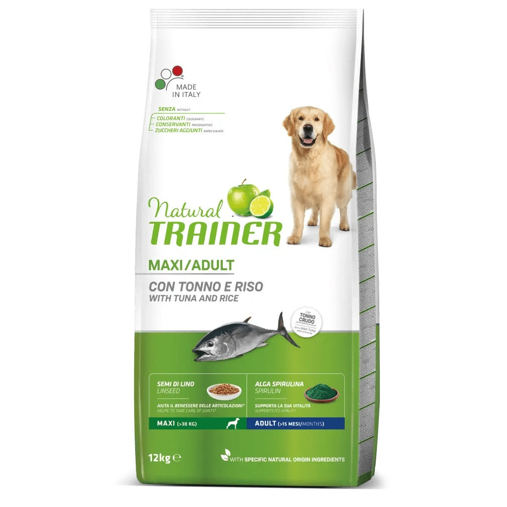 TRAINER CANE NATURAL ADULTO MAXI TONNO & RISO 12 KG