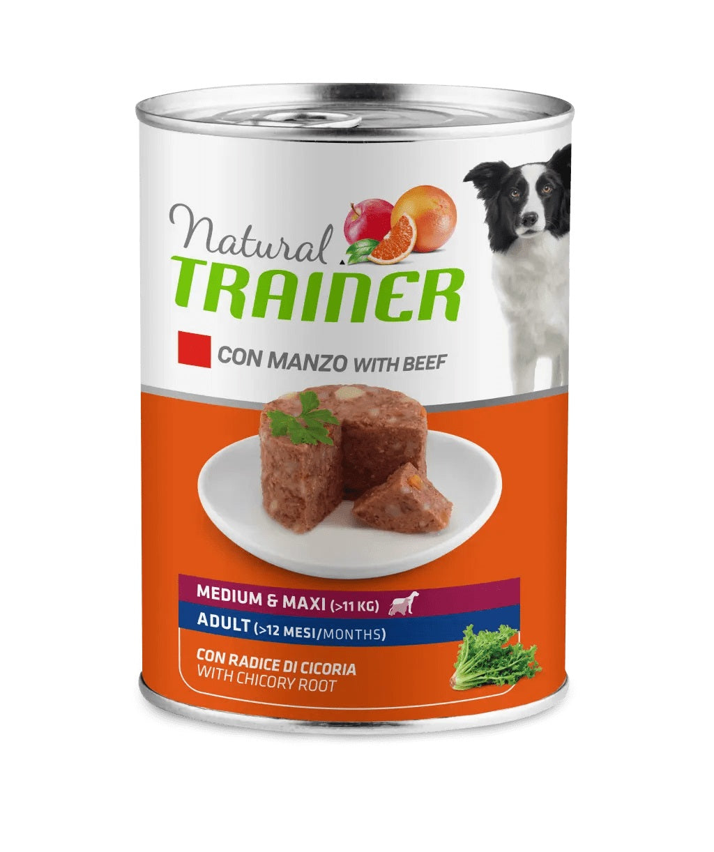 TRAINER CANE NATURAL ADULTO MEDIUM&MAXI MANZO 400 GR