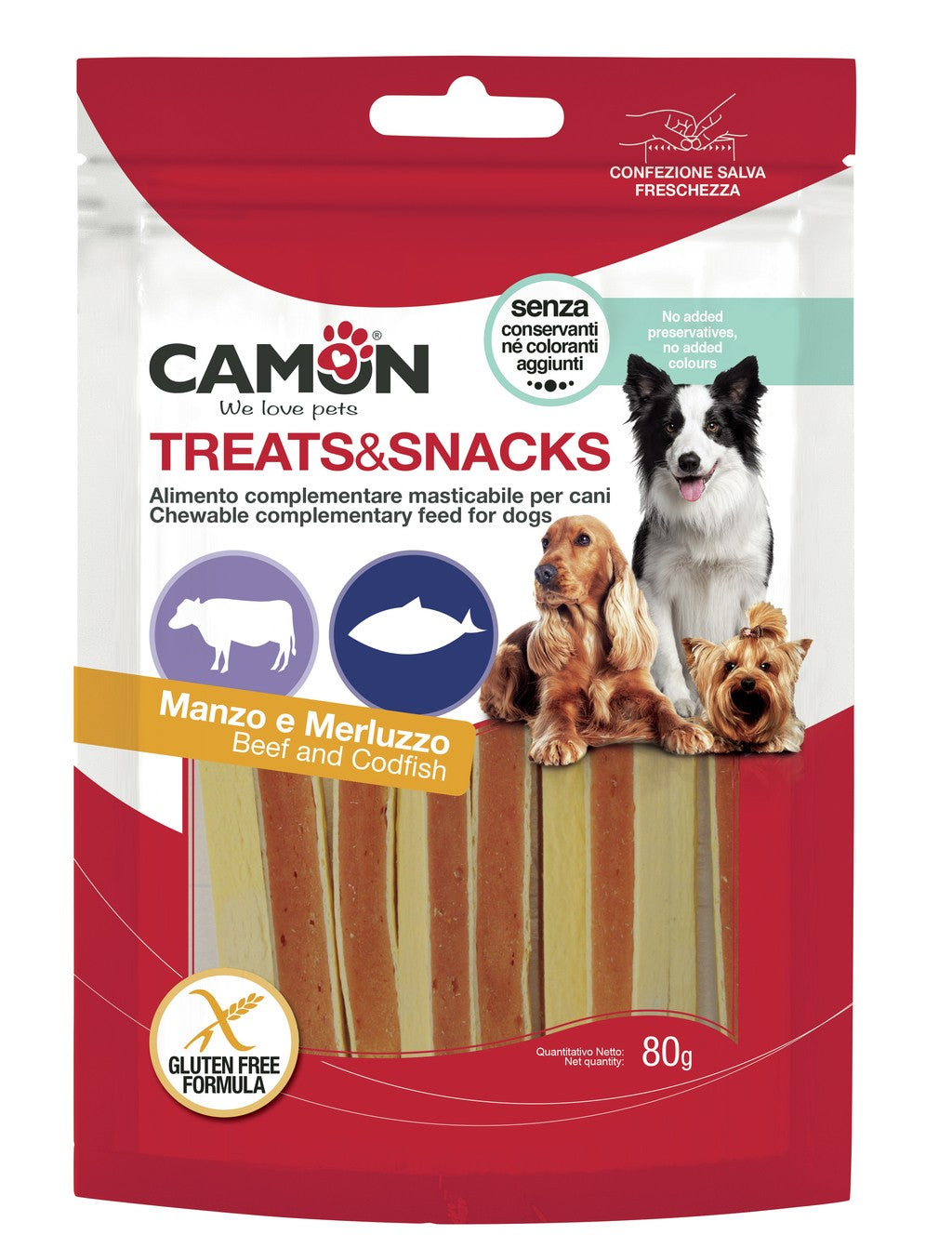 CAMON CANE SNACK SANDWICH STICK MANZO & MERLUZZO 80 GR