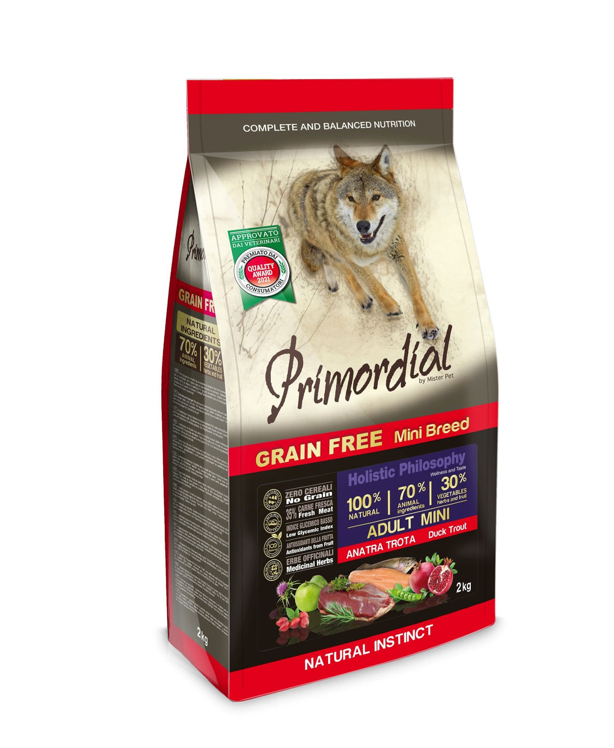 Primordial Cane Adulto Mini Anatra & Trota 2 KG