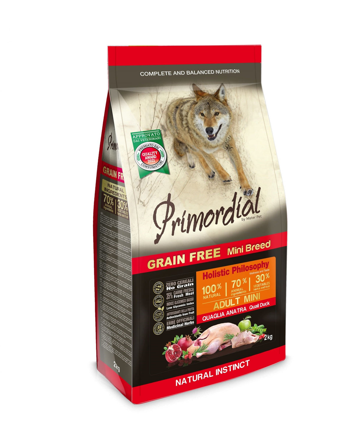 Primordial Cane Adulto Mini Quaglia & Anatra 2 KG