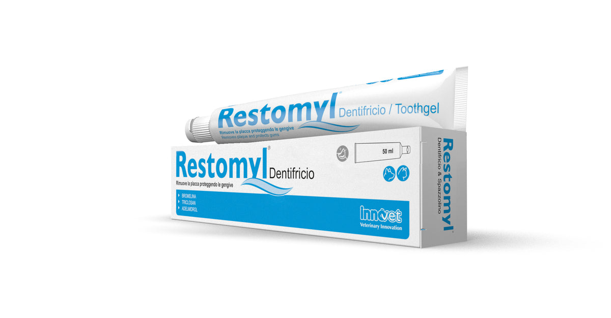 Tubetto Restomyl Dentifricio gel antiplacca per cani e gatti 50 ml