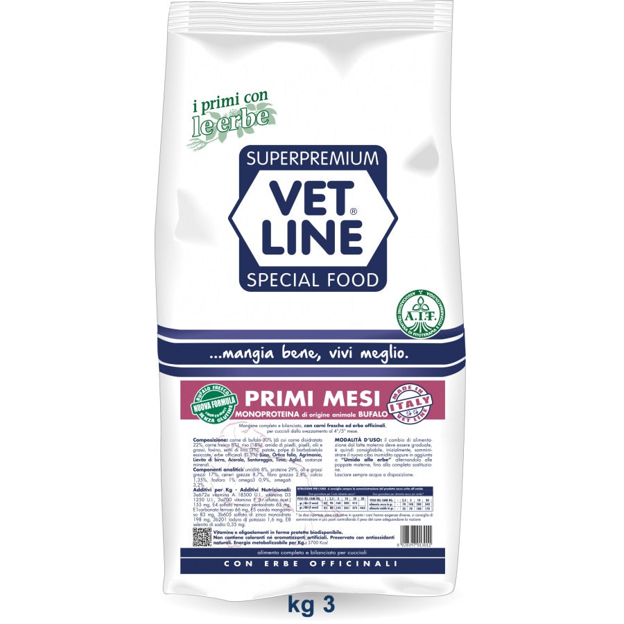 VETLINE CANE PRIMI MESI MONOPROTEICO BUFALO 3 KG