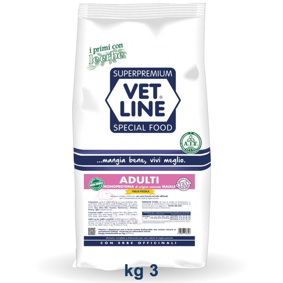 VETLINE CANE ADULTO MINI MAIALE 3 KG
