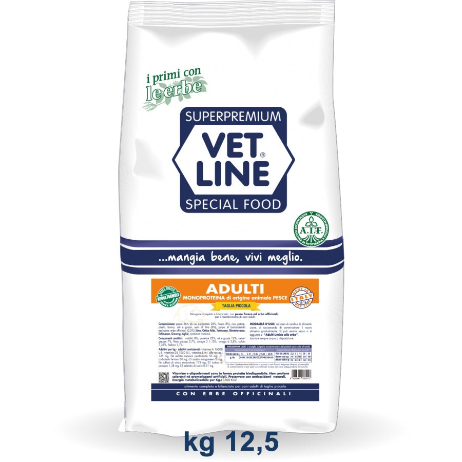 VETLINE CANE ADULTO MINI PESCE 12,5 KG