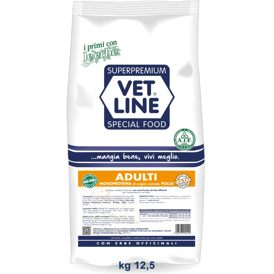 VETLINE CANE ADULTO MONOPROTEICO POLLO 12,5 KG