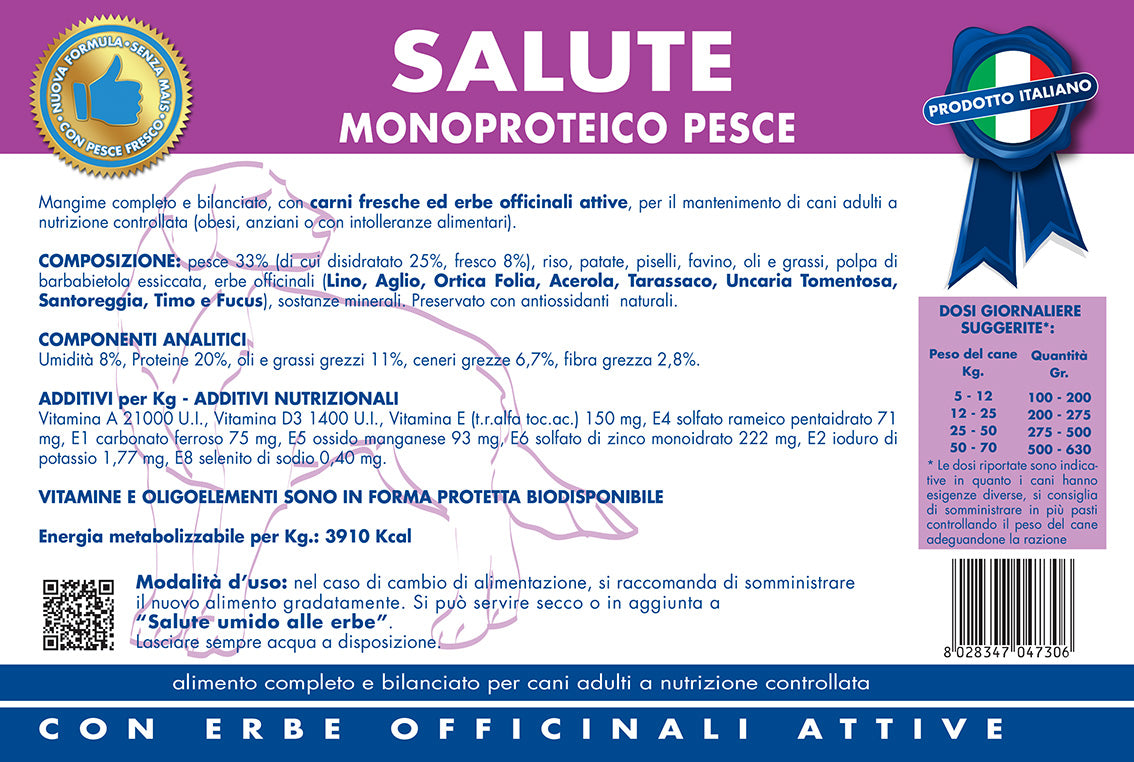 VETLINE CANE SALUTE MONOPROTEICO PESCE 3 KG