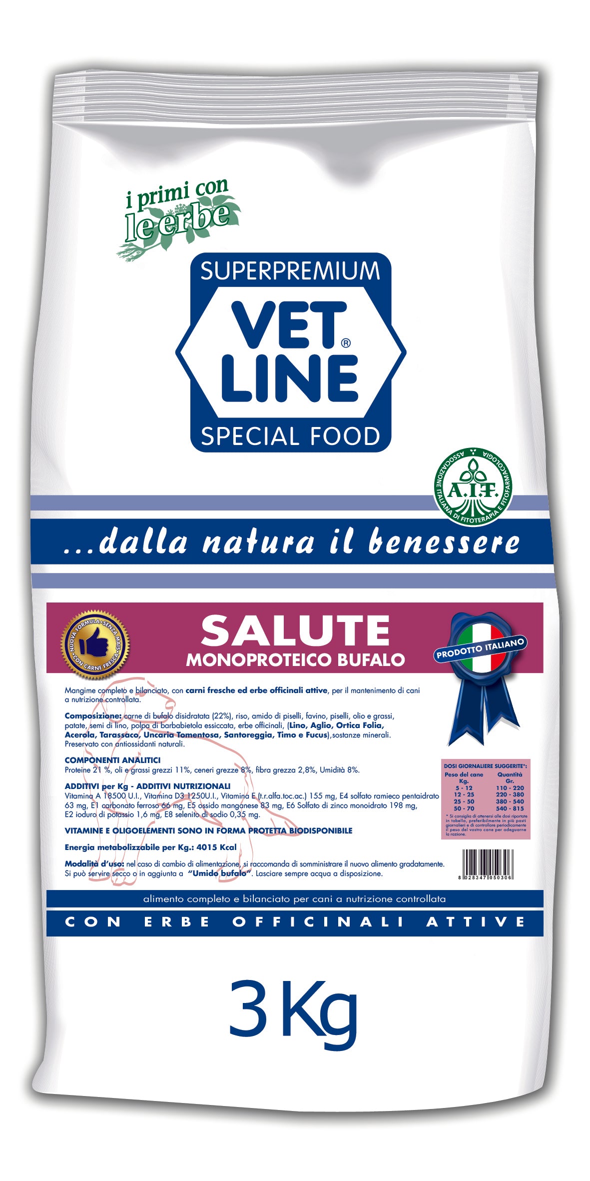 VETLINE CANE SALUTE MONOPROTEICO BUFALO 3 KG