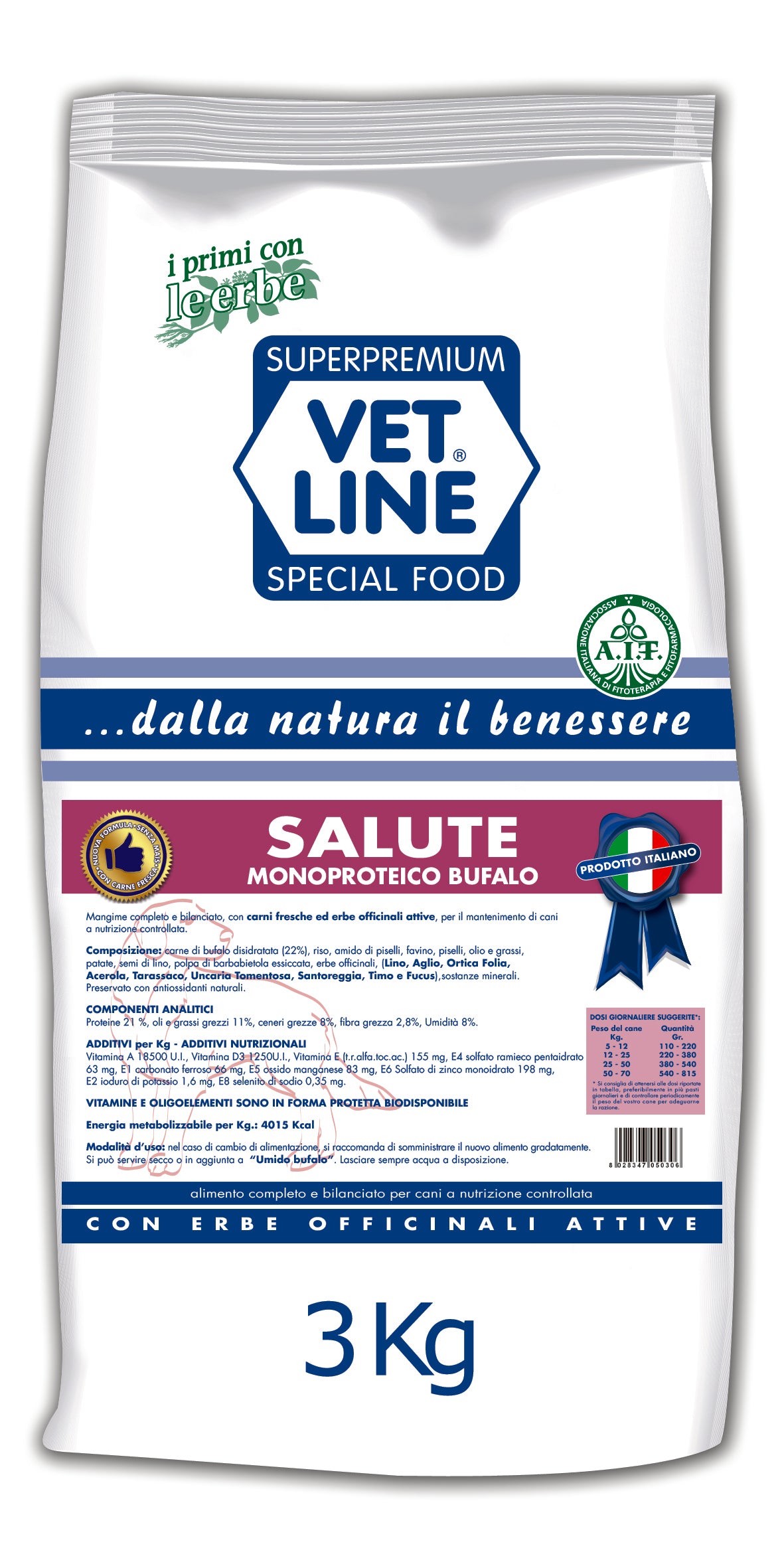 VETLINE CANE SALUTE MONOPROTEICO BUFALO 3 KG