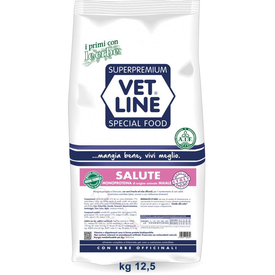 VETLINE CANE SALUTE MONOPROTEICO MAIALE 12,5 KG