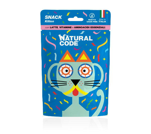 NATURAL CODE GATTO SNACK KITTEN LATTE, VITAMINE & AMMINOACIDI ESSENZIALI 60 GR