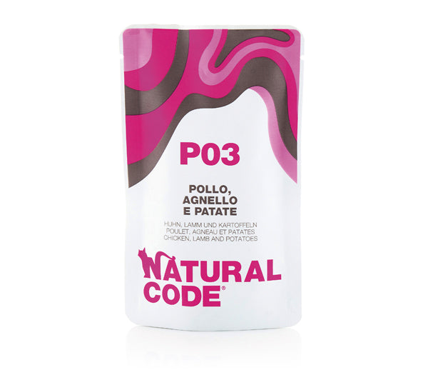 NATURAL CODE GATTO BUSTA (P03) ADULTO POLLO, AGNELLO & PATATE 70 GR