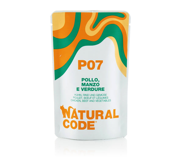 NATURAL CODE GATTO BUSTA (P07) ADULTO POLLO, MANZO & VERDURE 70 GR