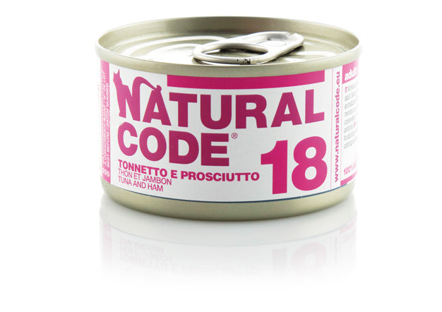 NATURAL CODE GATTO LATTINA (18) ADULTO TONNETTO & PROSCIUTTO 85 GR