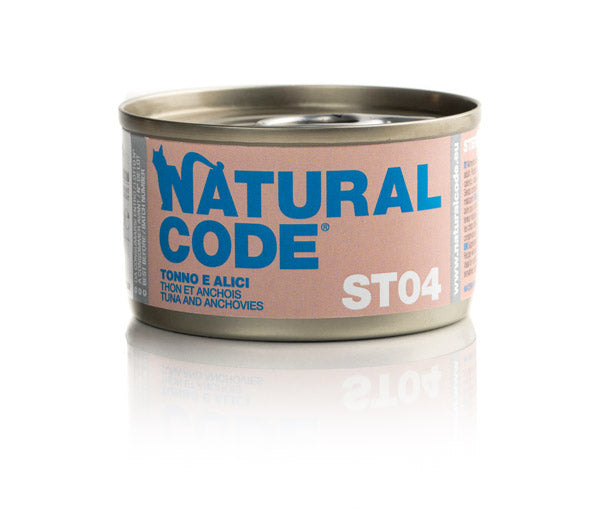 NATURAL CODE GATTO LATTINA (ST04) ADULTO STERILIZZATO TONNO & ALICI 85 GR