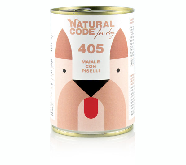 NATURAL CODE CANE LATTINA (405) ADULTO MAIALE & PISELLI 400 GR