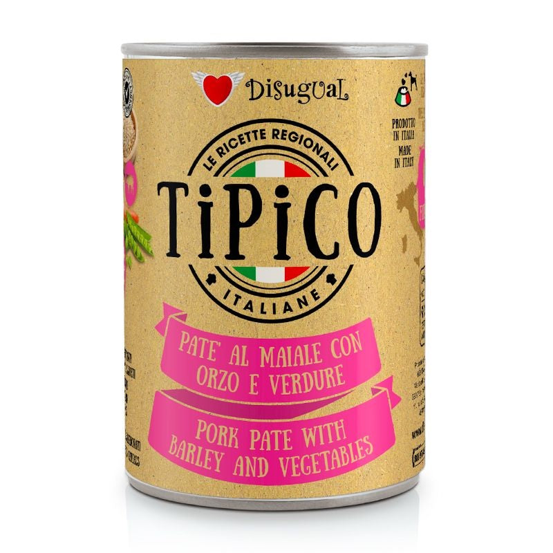 DISUGUAL CANE TIPICO ADULTO MAIALE, ORZO & VERDURE LATTINA 400 GR