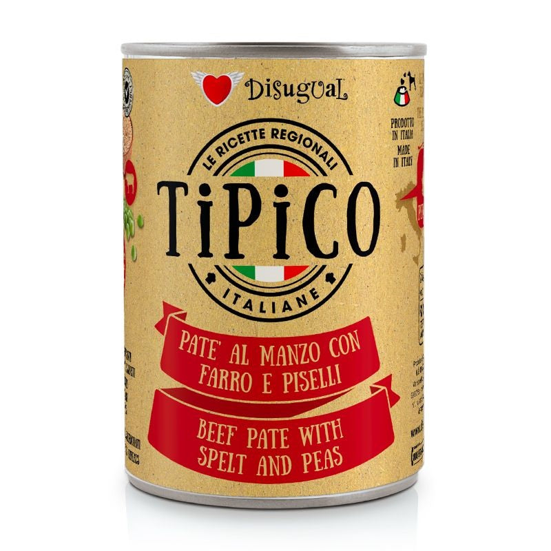 DISUGUAL CANE TIPICO ADULTO MANZO, FARRO & PISELLI LATTINA 400 GR