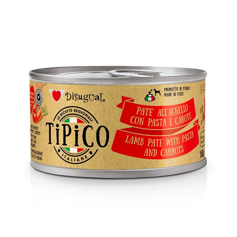 Disugual Cane Tipico Adulto Agnello, Pasta & Carote Lattina 150 g
