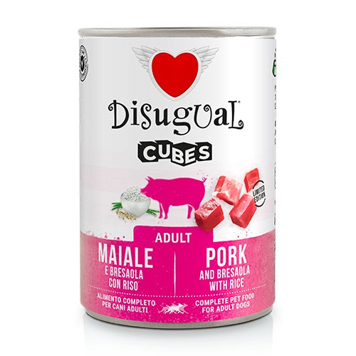 DISUGUAL CANE CUBES ADULTO MAIALE, BRESAOLA & RISO LATTINA 400 GR
