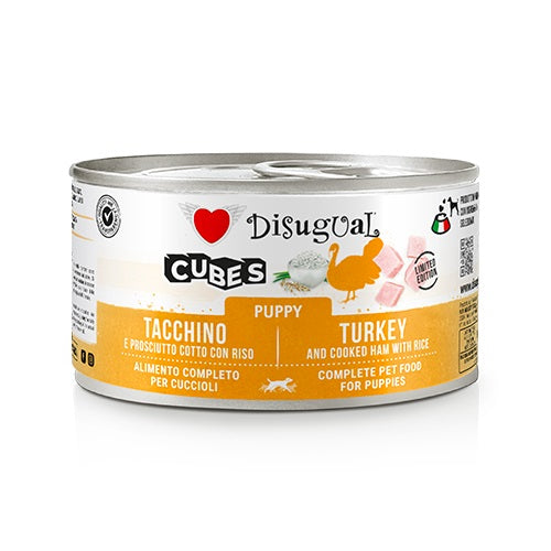 DISUGUAL CANE CUBES PUPPY TACCHINO, PROSCIUTTO & RISO LATTINA 150 GR