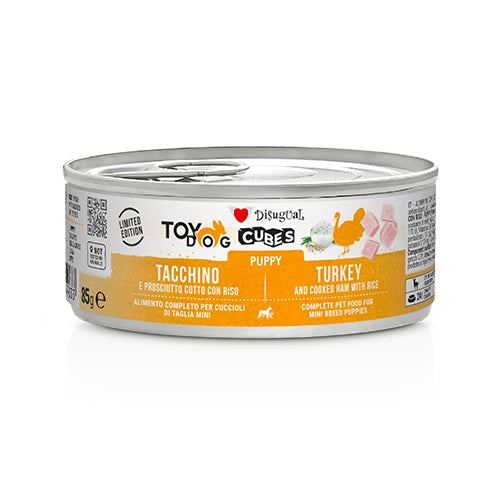 Disugual Cane Toydog Cubes Puppy Tacchino, Prosciutto & Riso Lattina 85 g