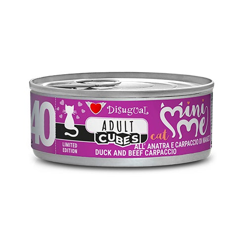 Disugual Gatto MiniMe Cubes (40) Adulto Anatra & Carpaccio di Manzo Lattina 85 g