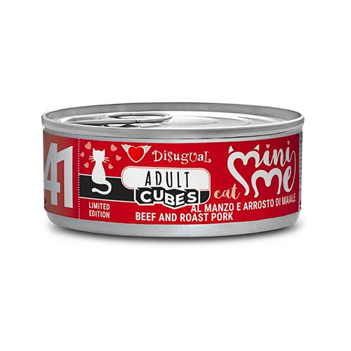 Disugual Gatto MiniMe Cubes (41) Adulto Manzo & Arrosto di Maiale Lattina 85 g