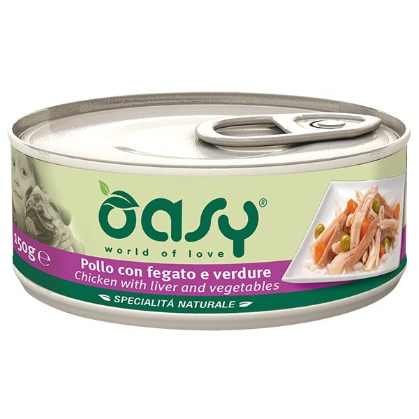 PRODOTTO NON PIU' IN COMMERCIO OASY CANE SPECIALITA' NATURALI ADULTO POLLO, FEGATO & VERDURE 150 GR