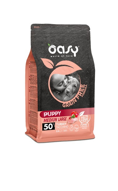 PRODOTTO NON PIU' IN COMMERCIO OASY CANE GRAIN FREE PUPPY MEDIUM&LARGE TACCHINO 2,5 KG