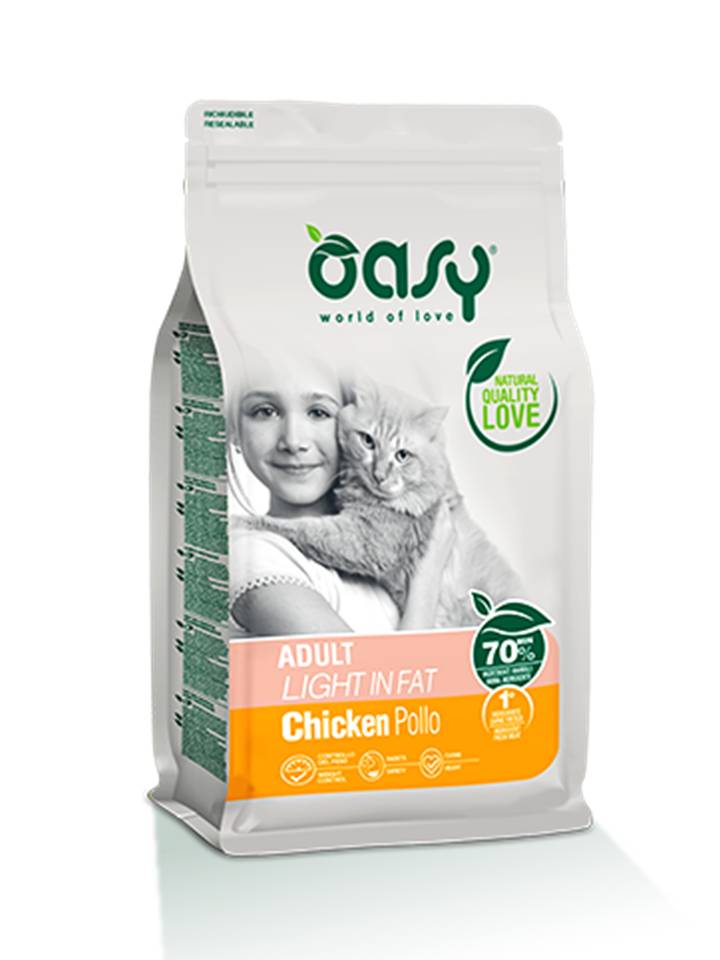 PRODOTTO NON PIU' IN COMMERCIO OASY GATTO LIFESTAGE ADULTO LIGHT IN FAT POLLO 1,5 KG NEW PACK