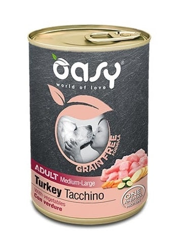 OASY CANE GRAIN FREE ADULTO MEDIUM&LARGE TOCCHETTI DI TACCHINO & VERDURE 400 GR