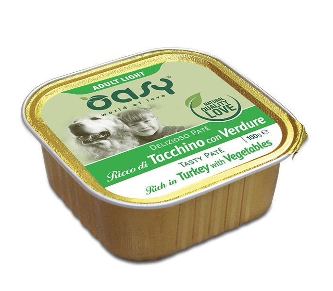Oasy Cane Delizioso Pate' Adulto Light Tacchino & Verdure 150 g