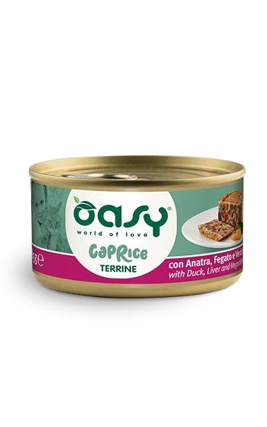 Oasy Gatto Caprice Terrine Adulto Anatra, Fegato & Verdure 85 g