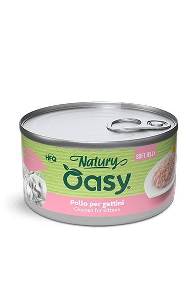 OASY GATTO NATURY SOFT JELLY IN LATTINA KITTEN POLLO PER GATTINI 85 GR