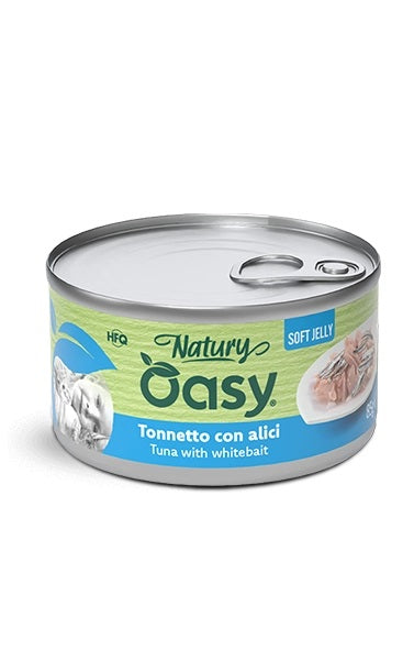 OASY GATTO NATURY SOFT JELLY IN LATTINA ADULTO TONNETTO & ALICI 85 GR