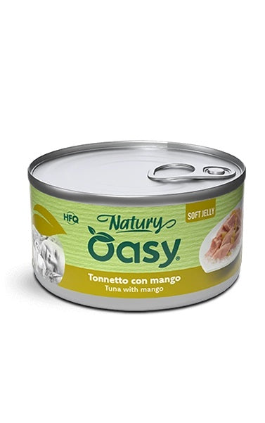Oasy Gatto Natury Soft Jelly in Lattina Adulto Tonnetto & Mango 85 g