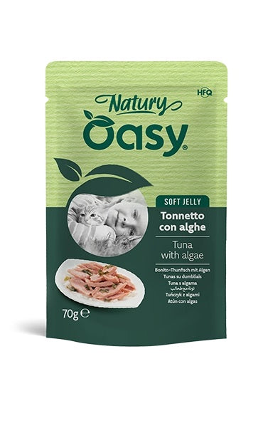 OASY GATTO NATURY SOFT JELLY IN BUSTA ADULTO TONNETTO & ALGHE 70 GR