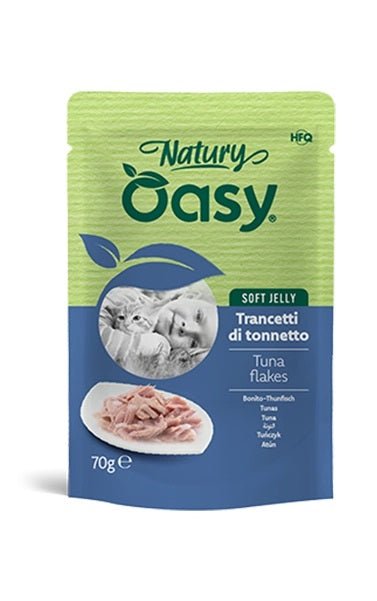 Oasy Gatto Natury Soft Jelly in Busta Adulto Trancetti di Tonnetto 70 g