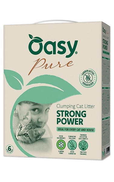 OASY GATTO LETTIERA "PURE" AGGLOMERANTE - STRONG POWER NO FRAGRANCE 10 LT