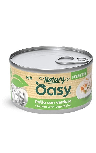 Oasy Gatto Natury Lattina in Brodo di Cottura Adulto Pollo & Verdure 85 g
